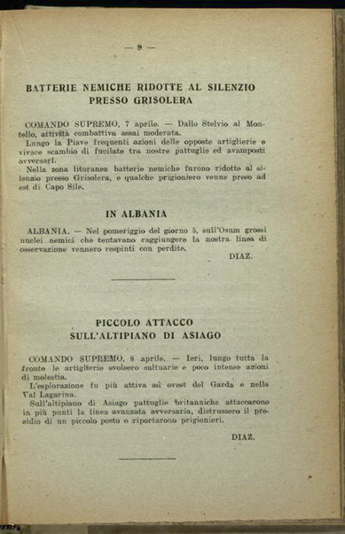 Il diario della nostra guerra : bollettini ufficiali dell'esercito e della marina